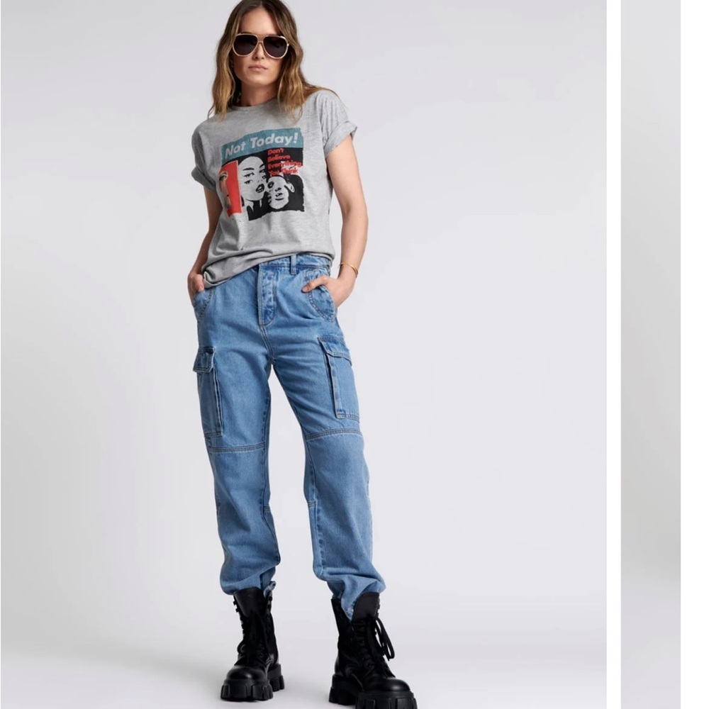 One Teaspoon Cargo Motion Pants Denim Jean Berlin Blue Designer Sz 31
